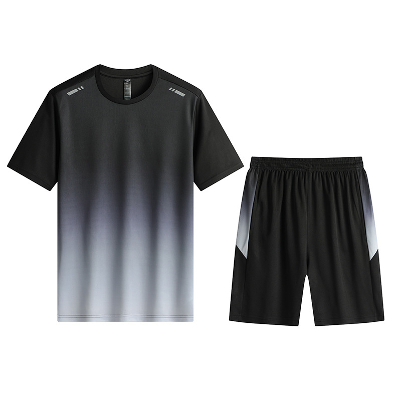 Conjunto deportivo informal de manga corta, estilo popular para correr al aire libre, camiseta de secado rápido, camiseta, camiseta de fútbol con estampado personalizado.