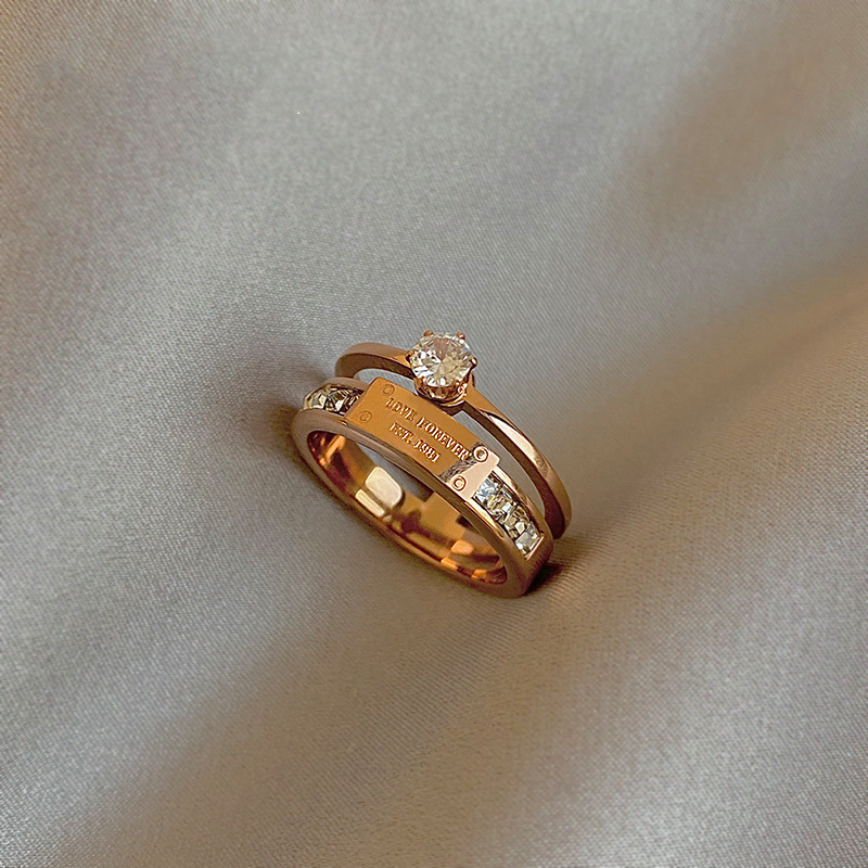 Index finger titanium steel ring female Japanese and Korean rose gold trendy online celebrity student personality elegant fashion ring women's jewelry Index finger titanium steel ring female Japanese and Korean rose gold trendy online celebrity student personality elegant fashion ring women's jewelry