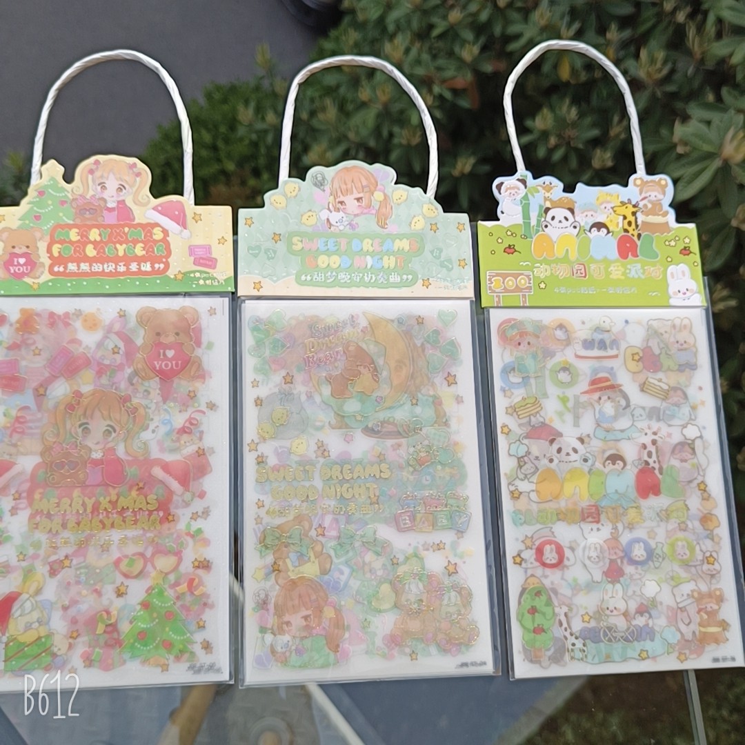 Nuevo feliz dibujos animados dibujos animados burbujas artesanía regalo de recompensa pegatinas de jardín de infantes 3D movimiento tridimensional