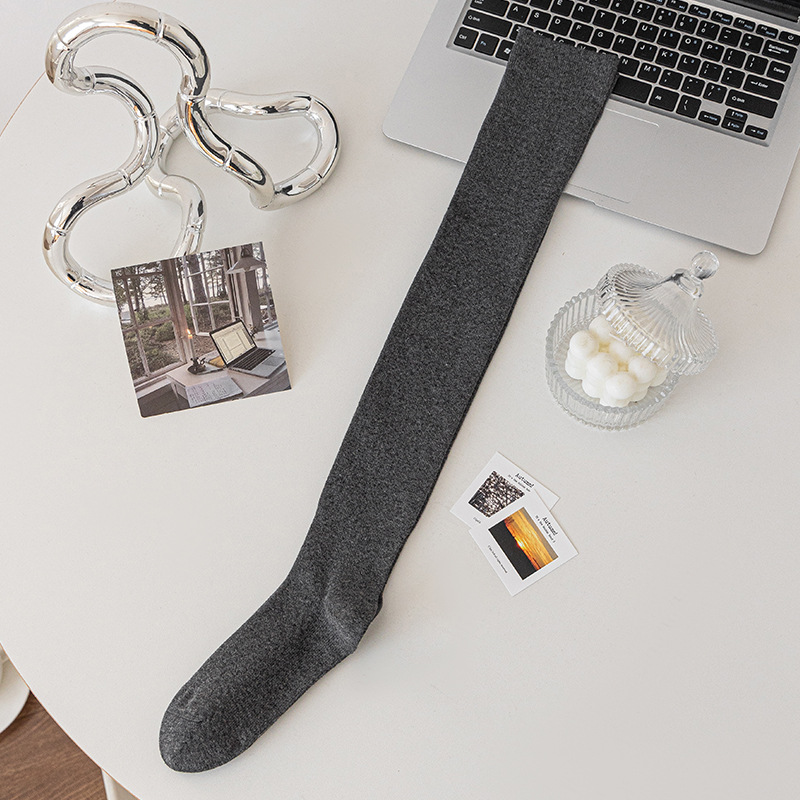 [오버길이 무릎양말] 다크헤더그레이