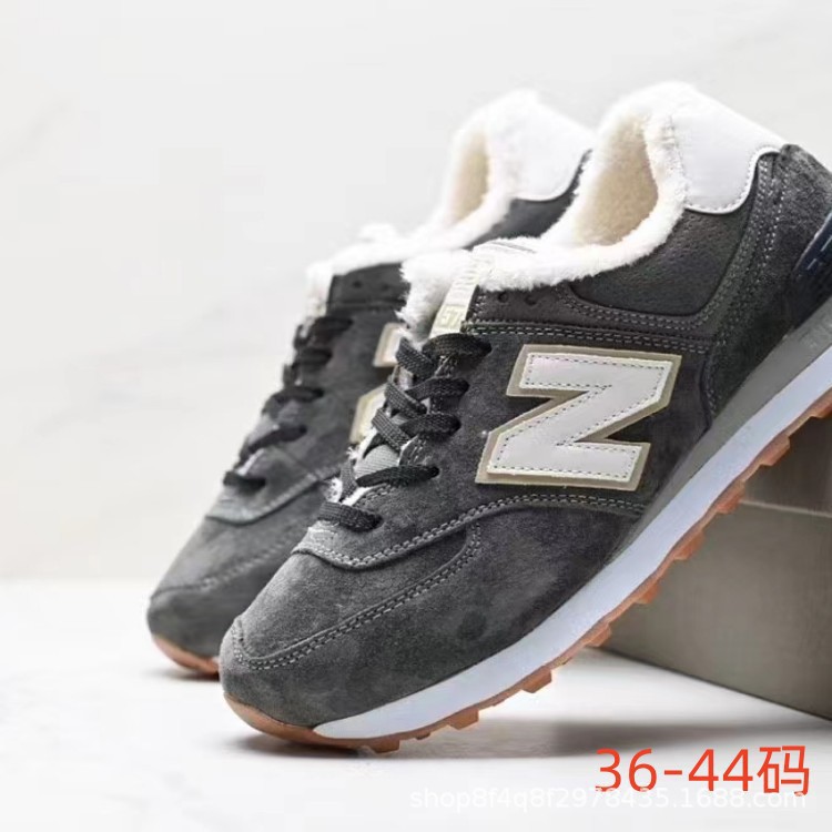Zapatos Pitian al por mayor caliente NB574 otoño y invierno cerdo con capa de cabeza de lana más zapatos de correr casuales para hombres y mujeres