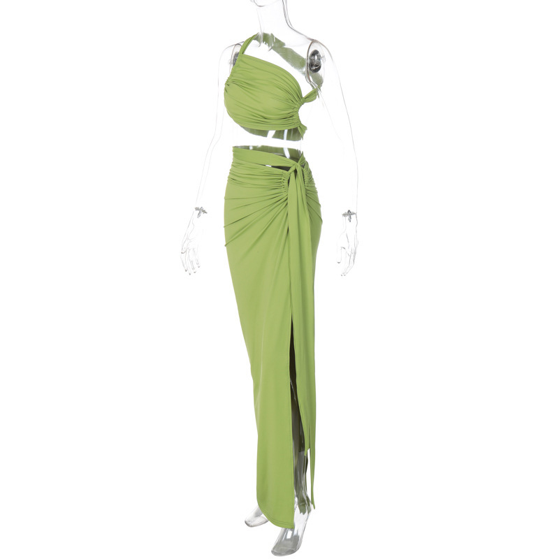 420g Weight Sleeveless Sleeve Length Spandex, Polyester Fabric Type Skirt Co-ord Set Sets Type 2 Pieces Set Quantity Daily, Beach, Date Occasion Collarless Neckline Slim Fit Type Solid Color Pattern Summer Season Women's Gender Pleated Design Sexy Style Daily Beach Date Women's Sexy Solid Color Spandex Polyester Pleated Skirt Co-ord Set Skirt Sets 无