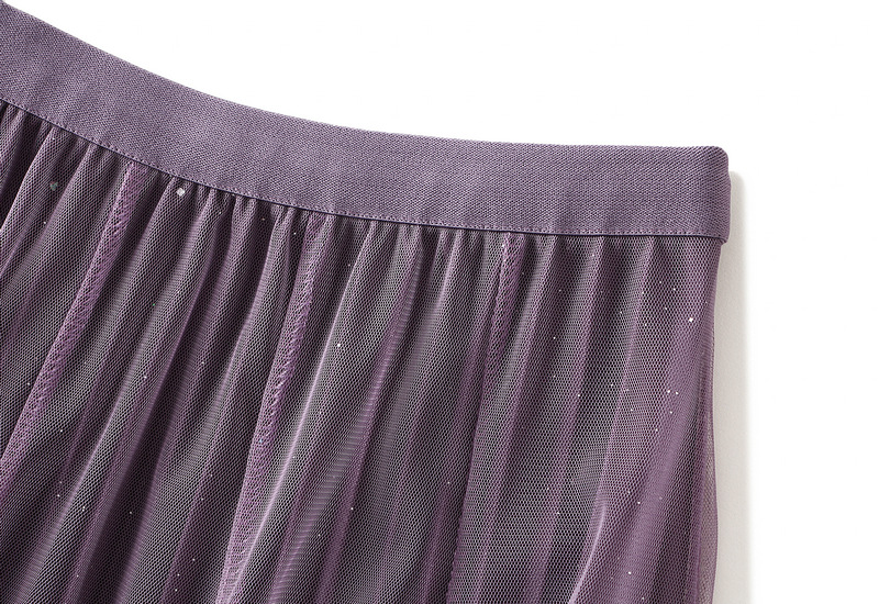 Women's Starry Sky Gradient Pleated Mesh Skirt For Autumn Winter_voghion.com