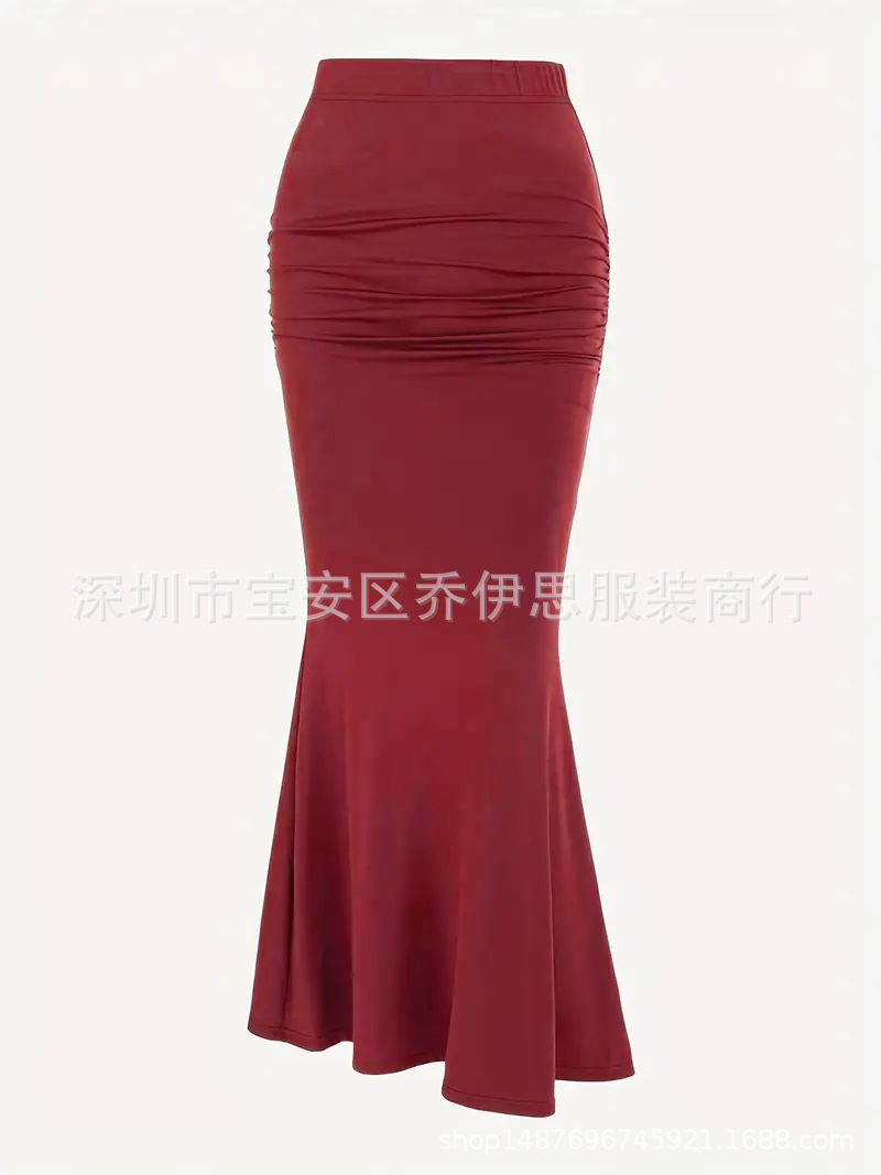 309g Weight Maxi Long Dress Dress Length Type Hip Skirt Dresses Type Polyester Fabric Type Mid Waist Waist Line Stretchy Elasticity Holiday, Daily, Date Occasion Skinny Fit Type Solid Color Pattern Summer Season Women's Gender Pleated Design Streetwear Style Summer Streetwear Solid Color Polyester Maxi Long Dress Skirts 8