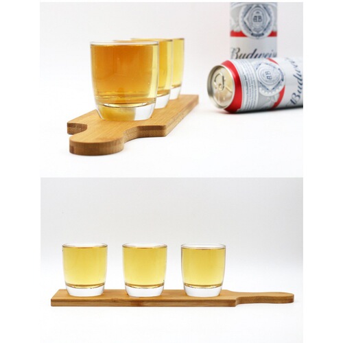 Bamboo and Wood Small Capacity Wine Glasses with Wooden Stands, Trays, Tea Plates, Bar Beer Trays, Multi-Hole Trays