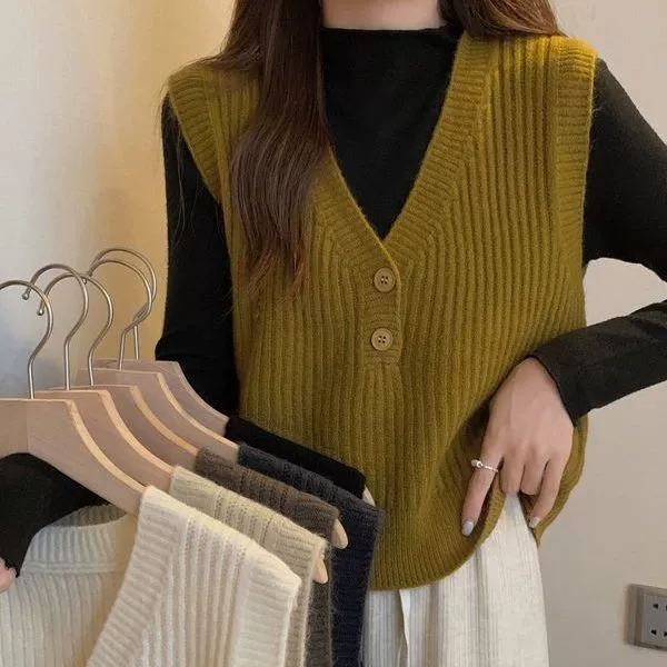 2023 осенне-зимний новый свитер вязаный жилет женский жилет верхняя одежда маленький жилет в наборе модный жилет в западном стиле