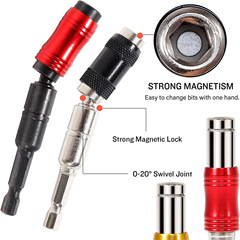 Multi-angle head extension rod adapter strong magnetic electric screwdriver hex shank 6.35mm quick-release self-locking rod