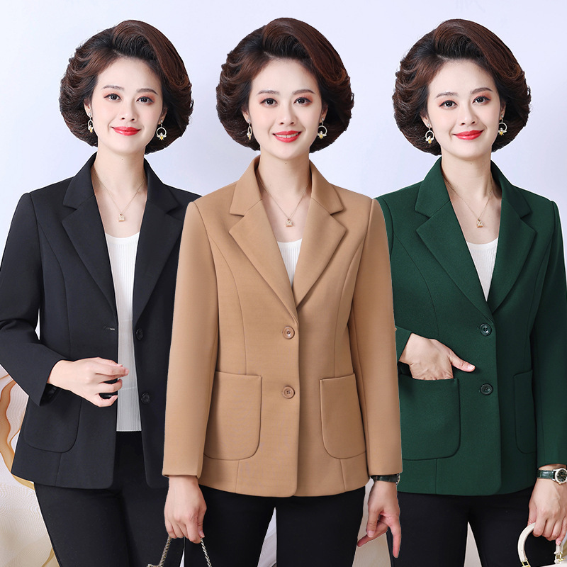 Mom's Small Suit Jacket Spring & Fall Women's Middle-Aged Fashionable Short Tops Middle-Aged and Elderly Women's New Style Small Suits Mom's Small Suit Jacket Spring & Fall Women's Middle-Aged Fashionable Short Tops Middle-Aged and Elderly Women's New Style Small Suits