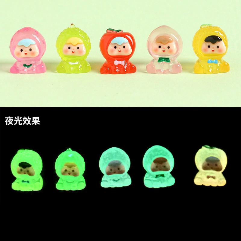 Трехмерные мини-фрукты второго поколения, светящиеся кубические украшения из смолы, креативные украшения ручной работы, ювелирные аксессуары «сделай сам», брелок для женщин