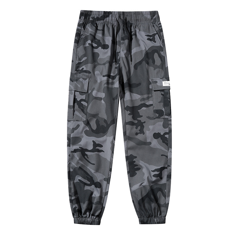 Cross-Border Version of Spring and Autumn Thin Camouflage Cargo Pants for Men, Trendy Jogger Pants, Loose Sports Casual Pants with Multiple Pockets