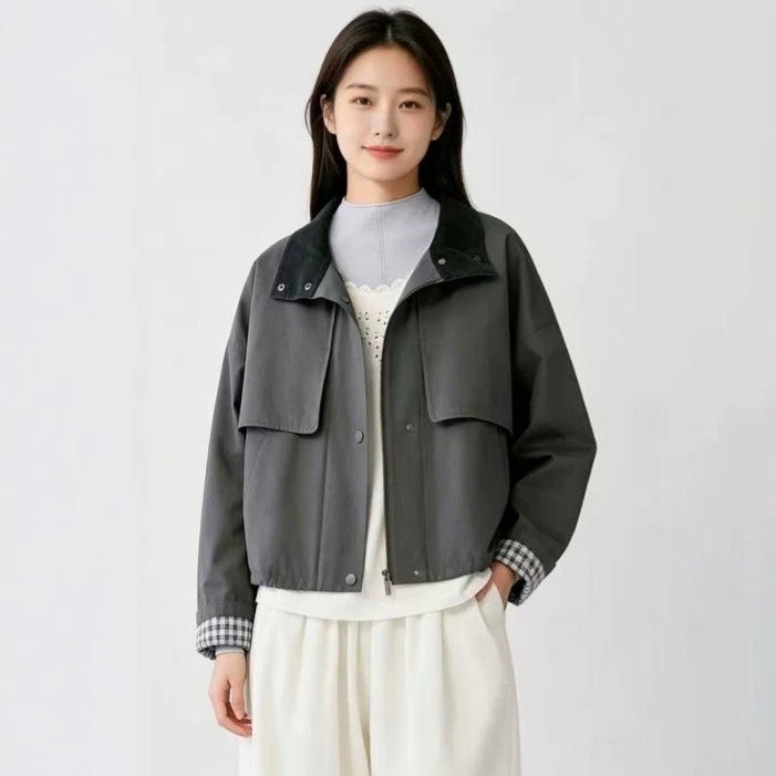 Xiaohe Women's Clothing Mall's Same Style 2026 Autumn New Fashion Casual Loose High-Density Cotton Twill Jacket