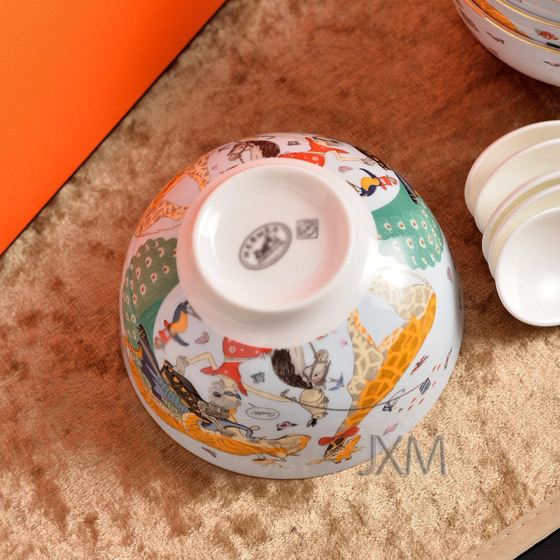 エマ家越境新商品夢幻サーカス食器皿食器5点セットかわいい子供骨磁器創意茶碗|undefined