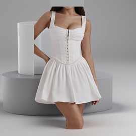 新款芭蕾风格纯欲甜美收腰吊带公主A字裙