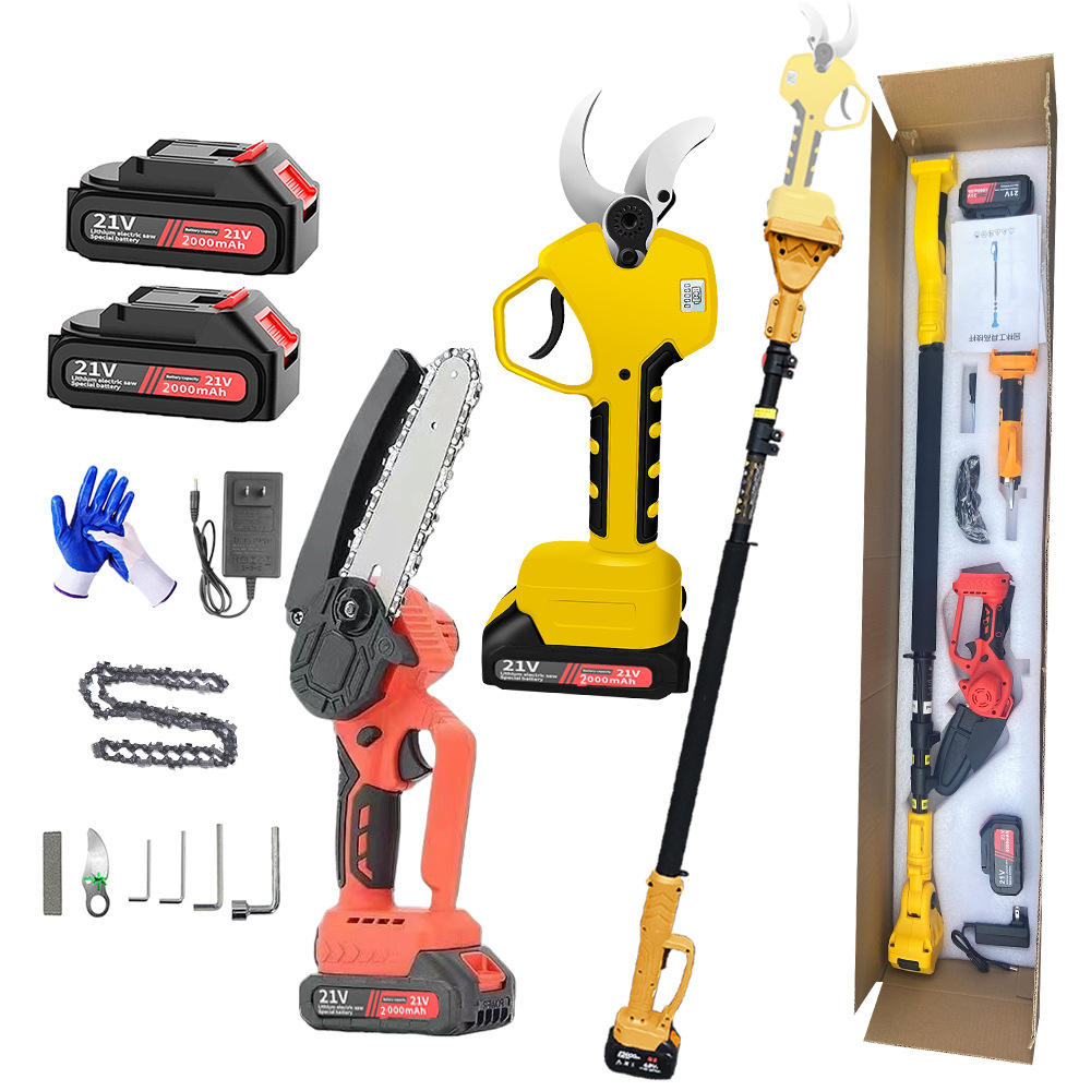 跨境专供电动修枝剪电动高枝剪加长杆伸缩杆充电式粗枝电动剪刀