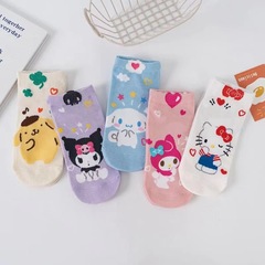 Japanese-style new cartoon women's socks, animated cute short socks, Korean version combed cotton cartoon women's boat socks for wholesale