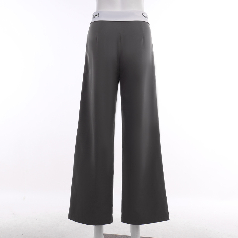 Women's Fashionable Casual Versatile Commuting Solid Color Trousers High Waist Straight Printed Contrast Color Trousers For Women_voghion.com