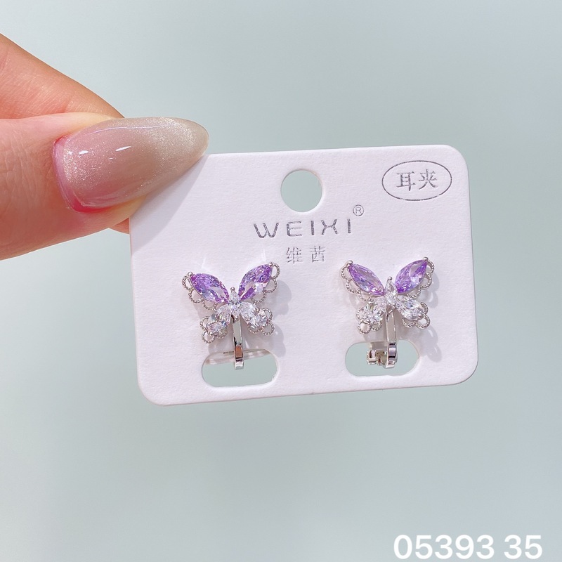 维茜新品精美闪耀锆石珍珠蝴蝶蝴蝶结耳夹女气质优雅免耳洞耳夹耳|undefined