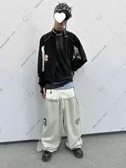 Trending Cross-border Grailz Project Triple Waistband Sweatpants Unisex Baggy Patchwork Embroidered Versatile