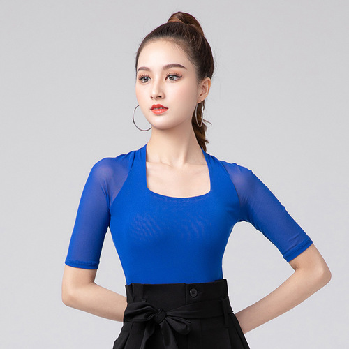 Light purple fuchsia black red royal blue Latin Ballroom dance tops for women female adult new senior clothing in national standard uniforms