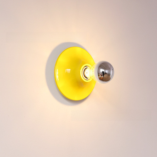 Mid-century style 1970s UFO colored background wall lamp for Bauhaus bedroom, hallway, and entryway light