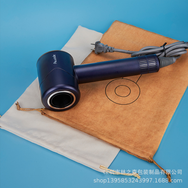 En stock 33*23cm gamuza secador de pelo bolsa de almacenamiento bolsa de polvo cordón Hotel secador de pelo bolsa de almacenamiento