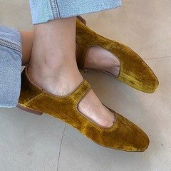顕白 ~ ソフト ~ メアリージェーン靴本革婦人靴シルク靴平底金色新中国式靴国風チャイナドレス