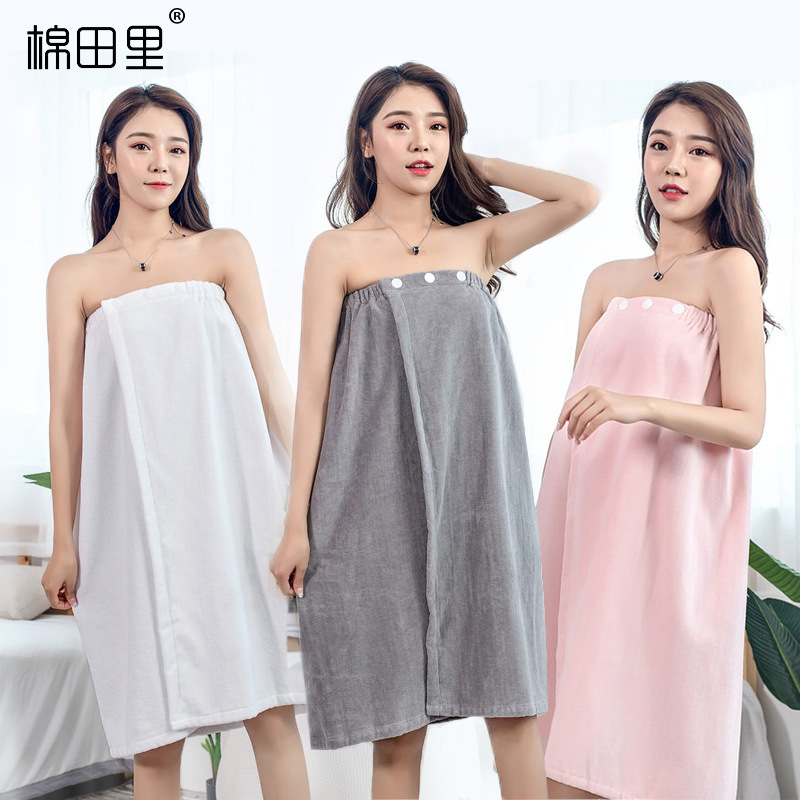 Wholesale beauty salon bath robe for ladies, wearable corset bath towel, pure cotton, thick, beauty salon bath robe with logo