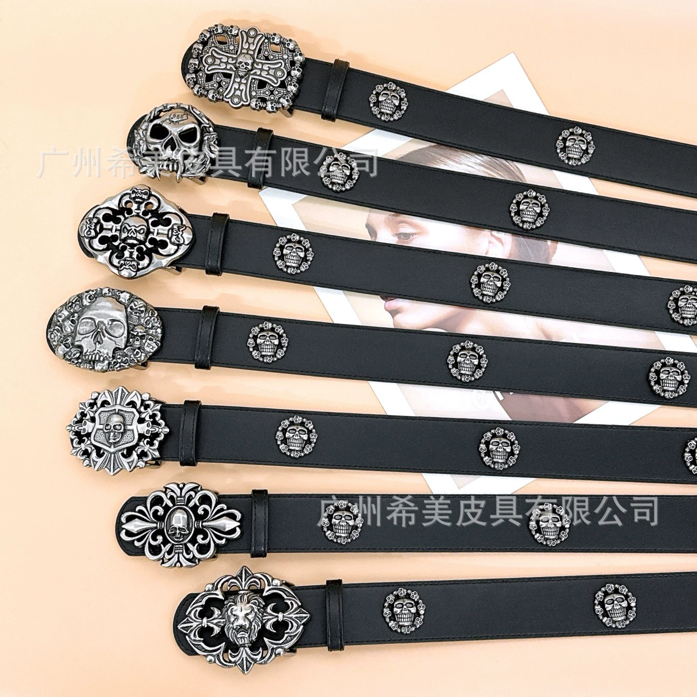 Retro belt, black universal accessory, punk style