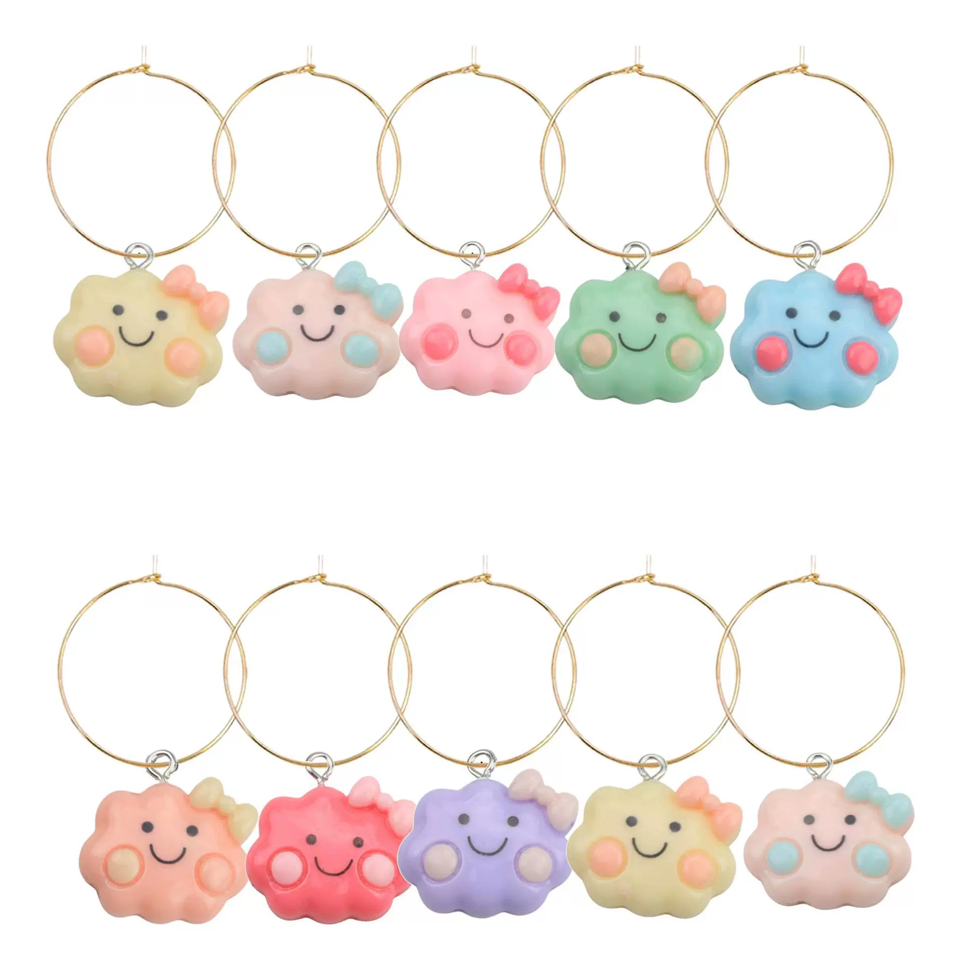 Симпатичные разноцветные облака из смолы AliExpress, украшение для вечеринки, украшение для бокала, подвеска, бокал для вина