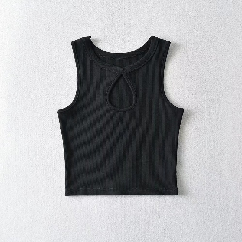 Round neck slim chest water drop hollow tank top NSXDX120883