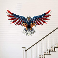跨境美國國旗禿鷹裝飾品金屬牆壁掛件擺件室內壁掛金屬工藝品