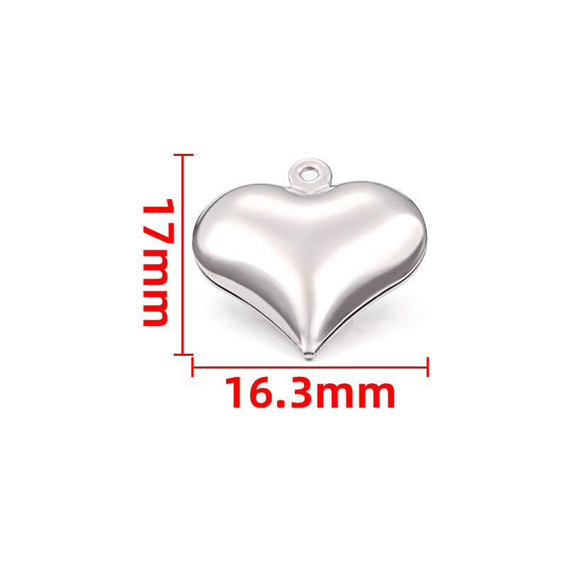 50 PCS/Package 11.5 * 13mm 16.3 * 17mm 9 * 11mm Stainless Steel Heart Shape Polished Pendant display picture 3