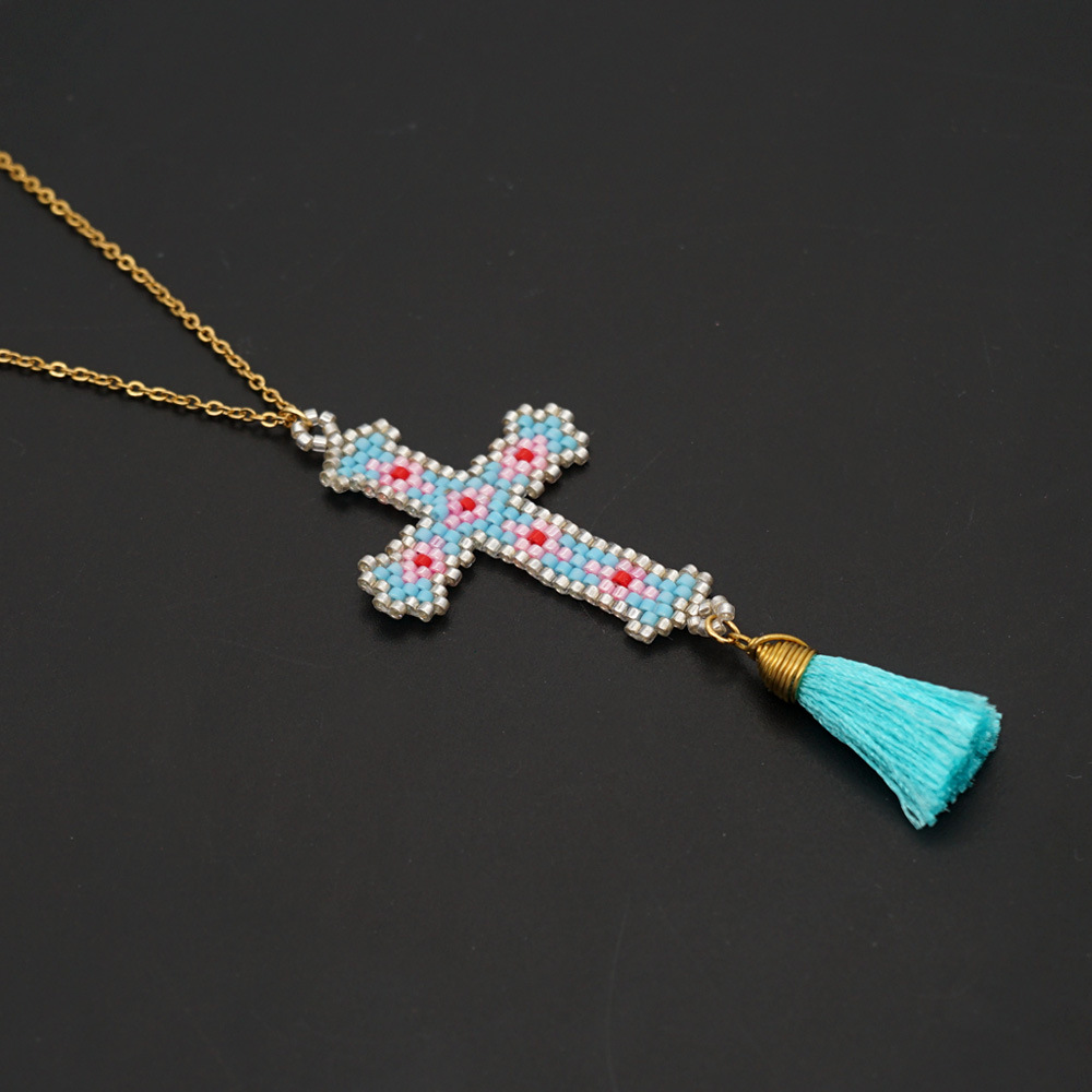 1 Piece Fashion Cross glass Plating Rhinestones Womenu0027S Pendant Necklace