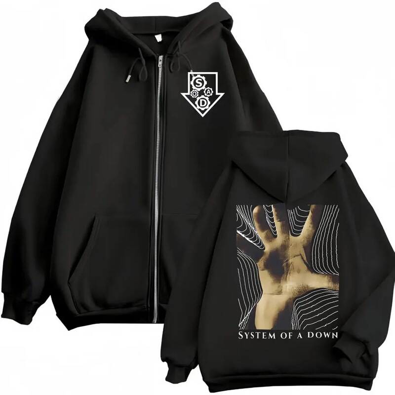 A Graphic Zip-Up Sweatshirt from the System of a down Album, Harajuku Rock Pop Music Zip-Up Sweatshirt for Men and Women