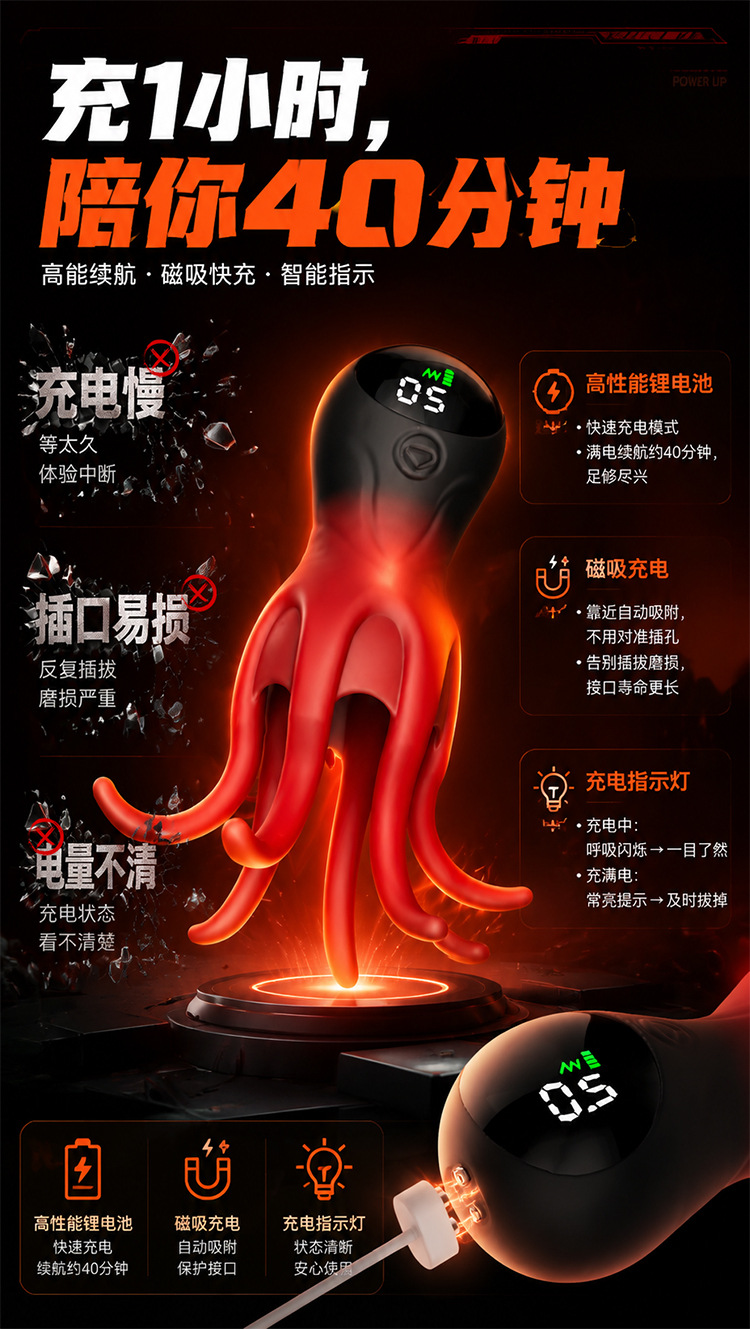 Jiuai Automatic Electric Male Masturbator Cup with Wrap-around Massage, ABS and Silicone, Button Control — detail image 8