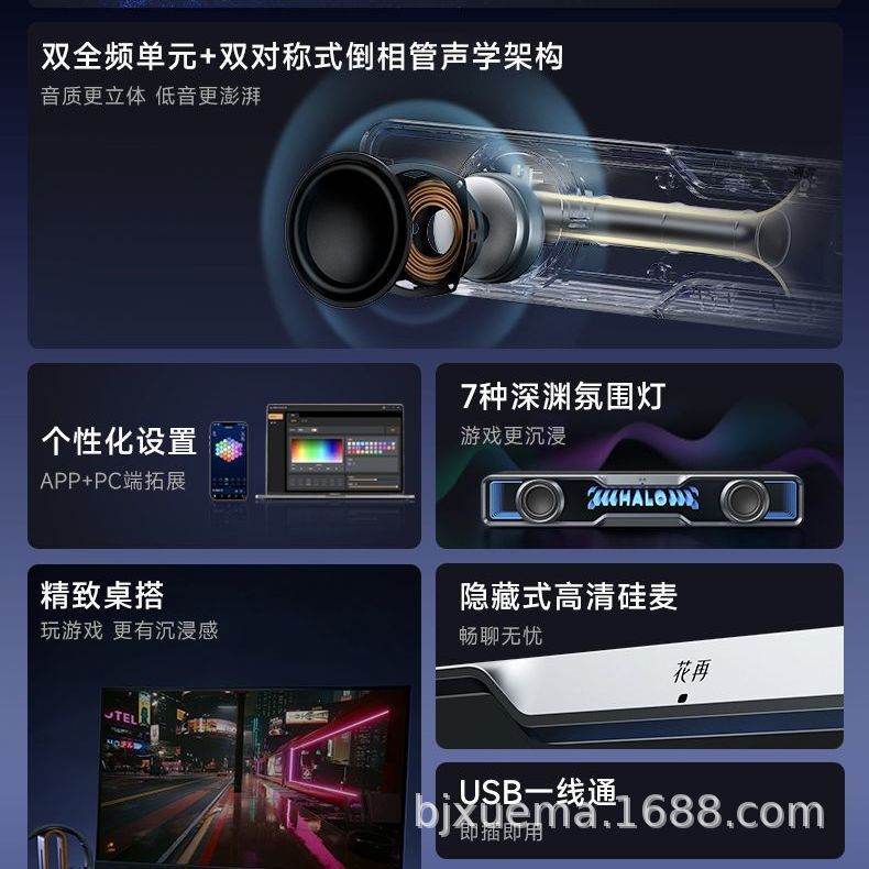Edifier Halo サウンドバー デスクトップ ゲーミング スピーカー デュアル フルレンジ ユニット アビス アンビエント ライト ワンライン|undefined