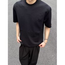 2026夏季复古和平鸽刺绣青少年休闲百搭T恤短宽显高重磅短袖灰色