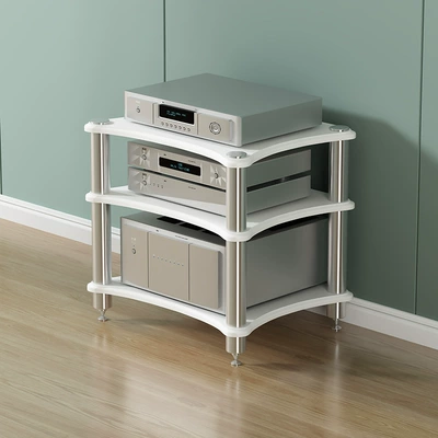 Electric car big tripod Audio Cabinet Rack with Shock - three-layers-of-white