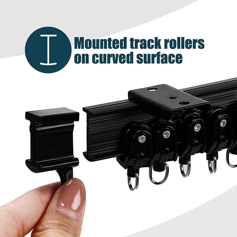 Black PVC curtain bend rail, silent slide track, bendable U-shaped plastic guide rail, curved track