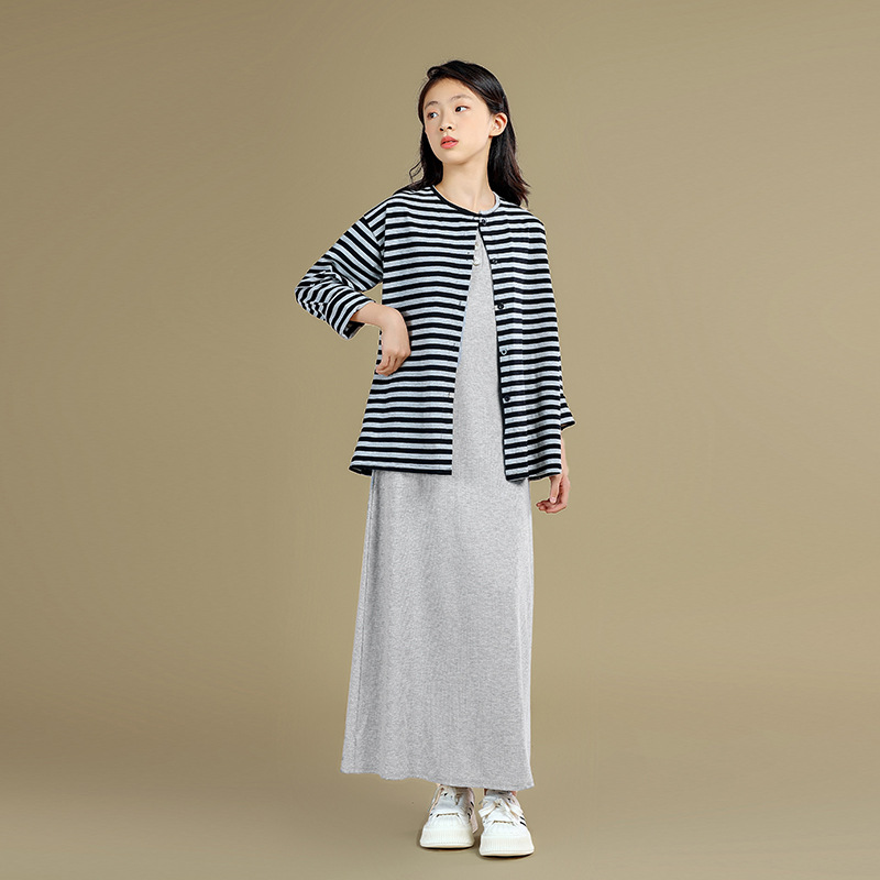 Ropa DE LOS NIÑOS artísticos otoño niñas vestido de estilo occidental traje 2023 Otoño de los niños vestido de abrigo de dos piezas