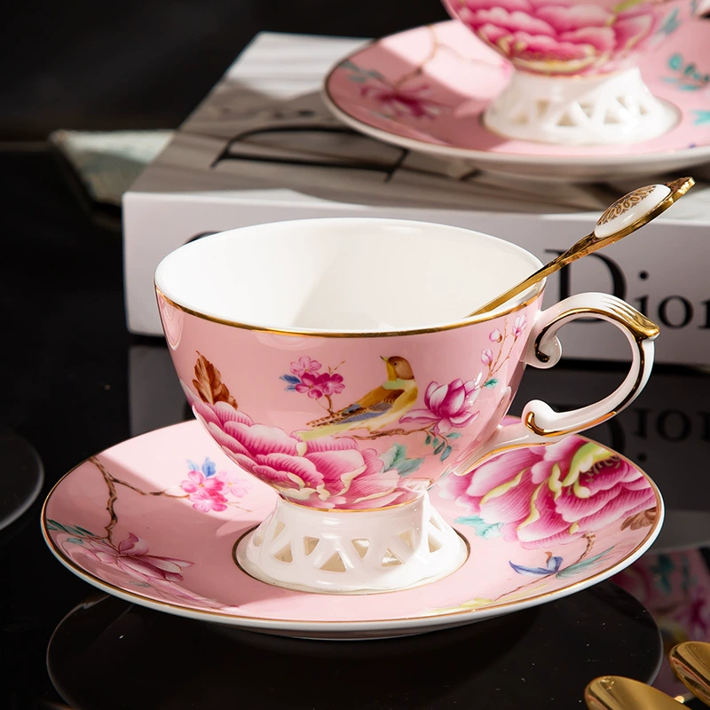 Coffee ceramic flavored tea, tea cup, fuchsia tea set, high-quality style