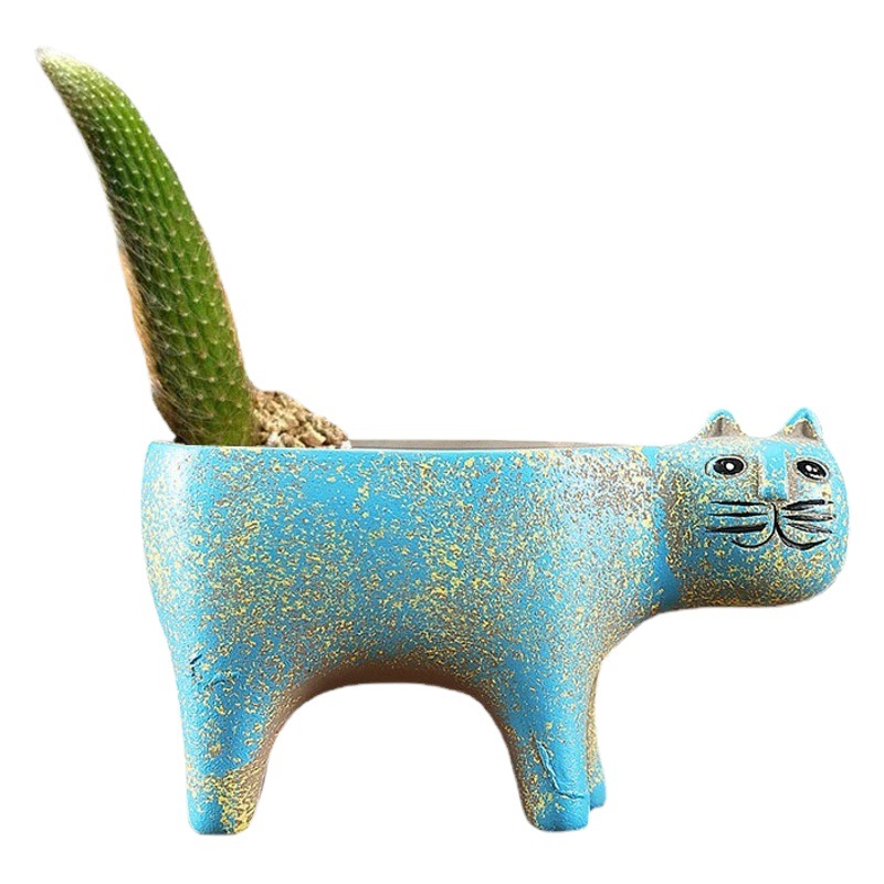 Suculenta maceta de cerámica creativa lindo gatito cola de dibujos animados animal simple suculenta mono cola columna cactus cuenca