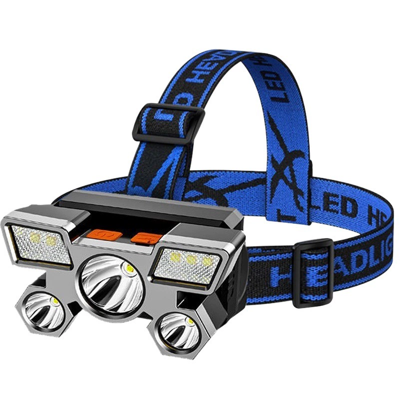 Трансграничная новая USB-зарядная фара пятиядерная высокопрочная лампа T6 бусины сильный свет Ночная Рыбалка Фара голова носить наружное освещение