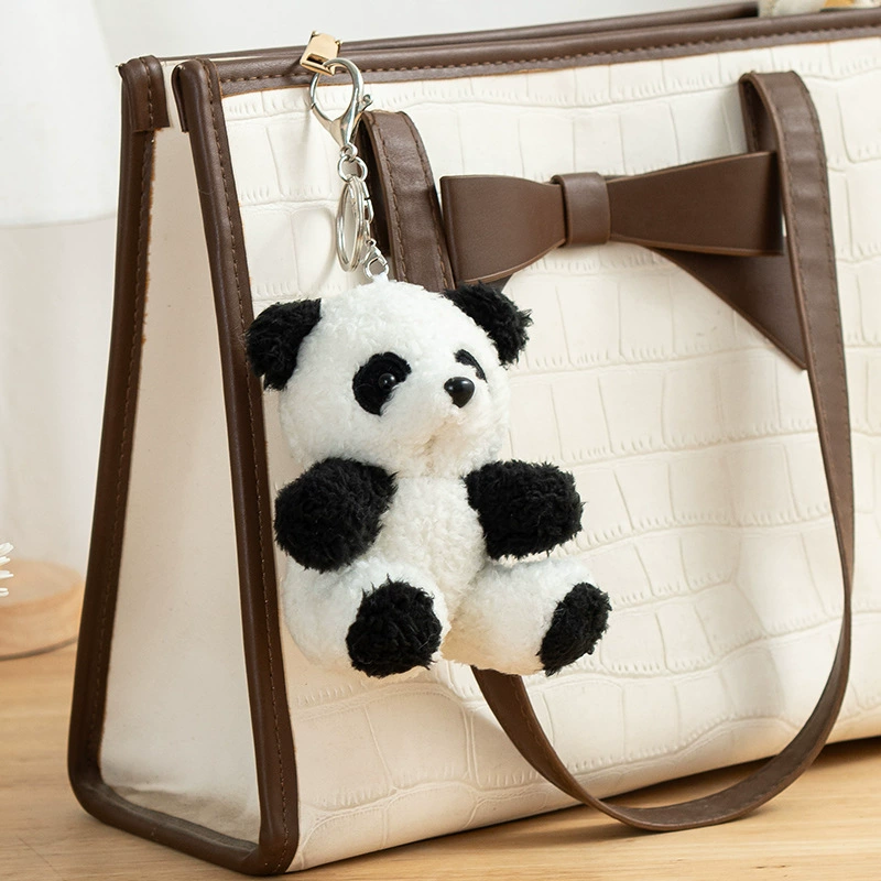 Симпатичные плюшевые пушистые подвески для ключей панды креативные маленькие подарки плюшевые куклы одевание панды пары школьных сумок