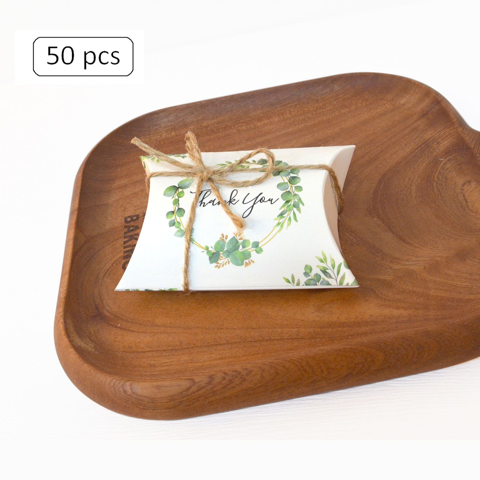 绿叶枕头盒--黑字thank-麻绳02-