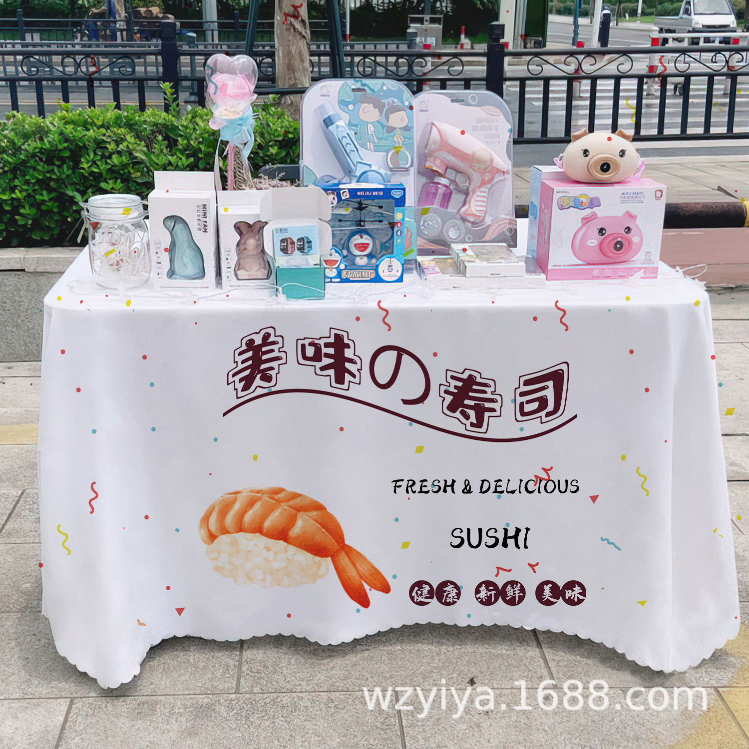Sushi toal de mesa letrero mercado nocturno gourmet puesto toal de mesa carro publicidad toal de mesa publicidad toal