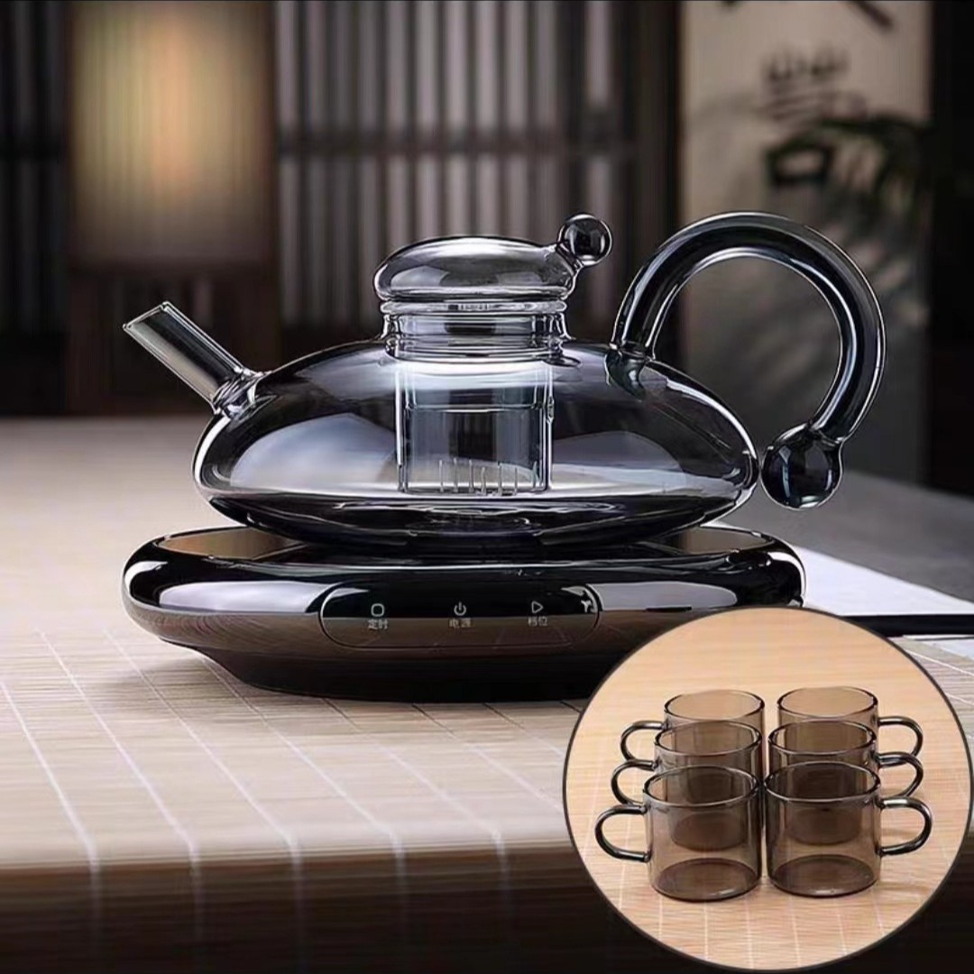 Tetera, vidrio resistente al calor, nueva tetera, té de flores domésticas, separación de agua, estufa de cerámica eléctrica, tetera, juego de té de lujo ligero