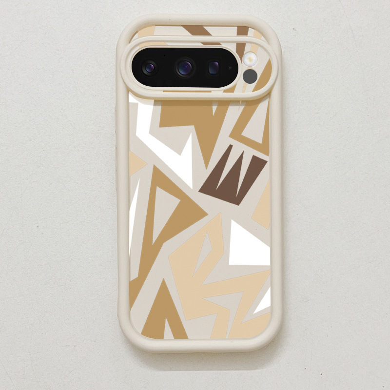 White - irregular geometric brown and white