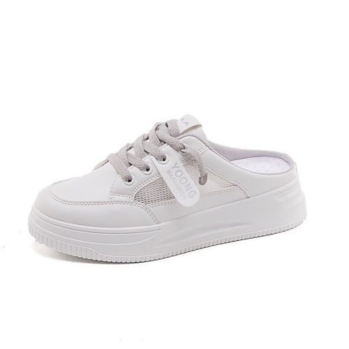  New Summer Half-Slip White Shoes Women's Shoes Outerwear Lazy Ins Trendy Sandals Baotou Fashion Slippers