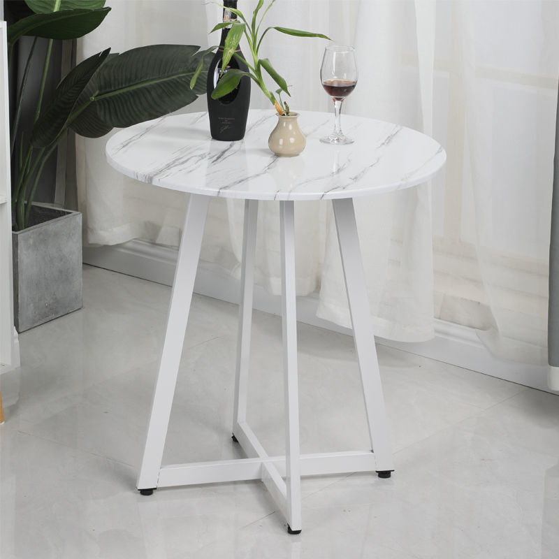 Mesa de comedor redonda pequeña, estilo moderno nórdico, ideal para hogar, balcón, tienda de té o área de negociación